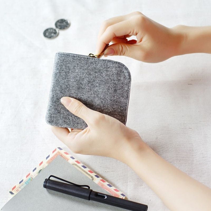 Coin Purse Short Felt Protective Case Zipper Phone Bag Plus_voghion.com