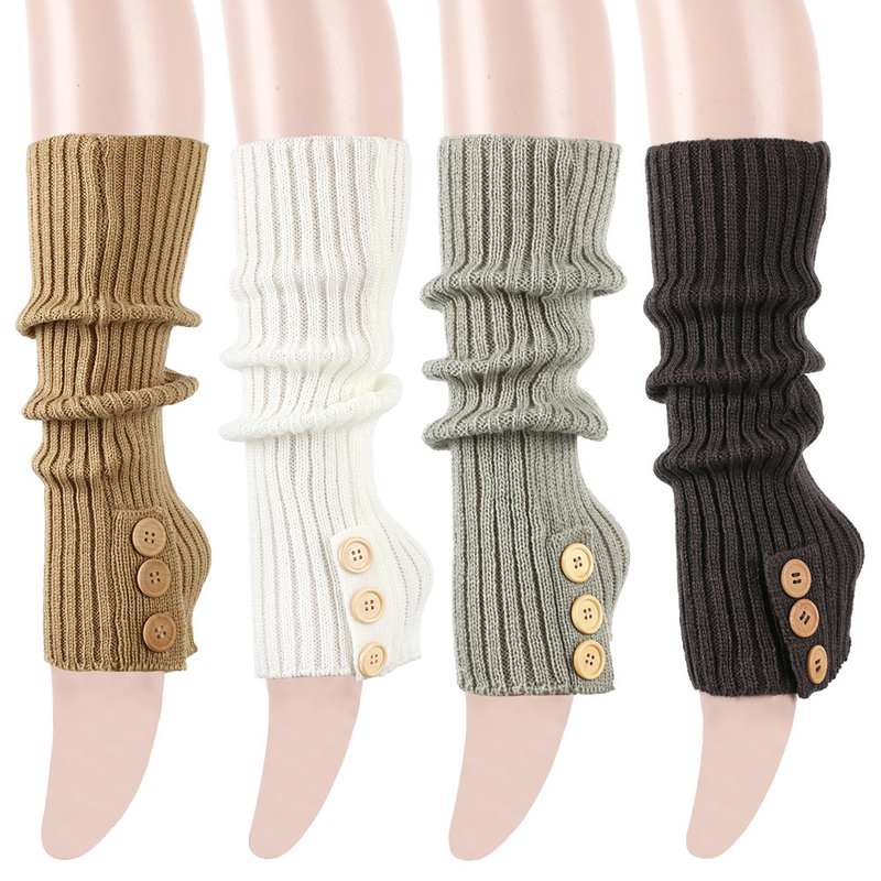Autumn Winter Warm Knitted Button Long Boot Covers European American Style Slouch Foot Leg Warmers JK Socks_voghion.com