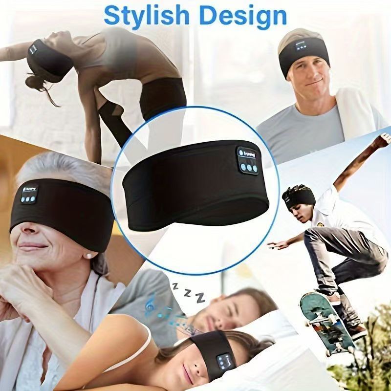 Bluetooth Music Sleep Eye Mask Headband - Wireless Headband With Call Function For Yoga, Sports & Leisure (Soft Headwrap)_voghion.com