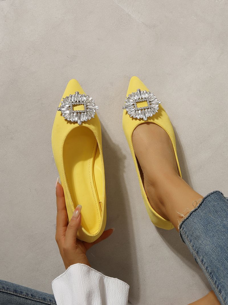 Flat Sole Shoes, Shallow Mouth, Pointed Toe, Rhinestone Square Buckle, Mary Jane Women's Shoes, 2022 New Style Suede Lazy Shoes Wholesale_voghion.com