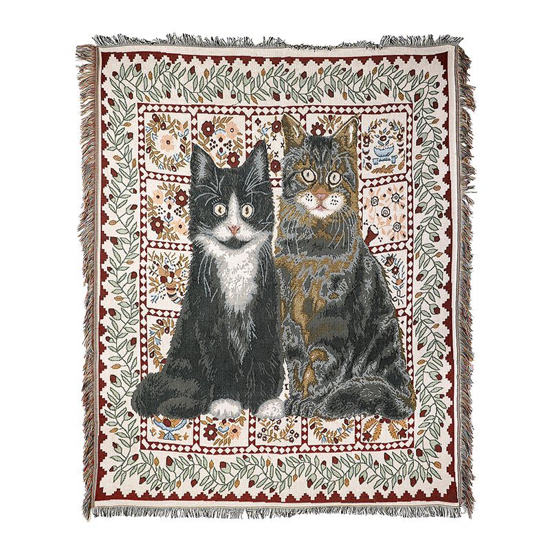 Coperta decorativa da divano con motivo in stile foresta da campeggio, grammatura elevata, con bordo a nappa, arazzo multifunzionale_voghion.com