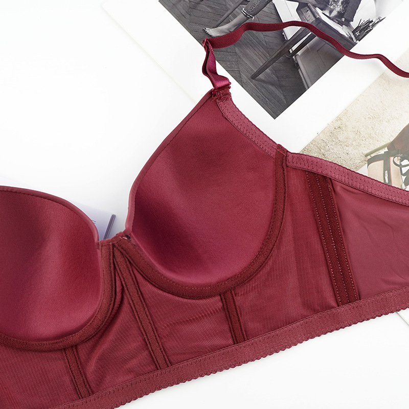 Women's clothing French style bra plus size underwear C cup push-up thin bra with steel ring_voghion.com
