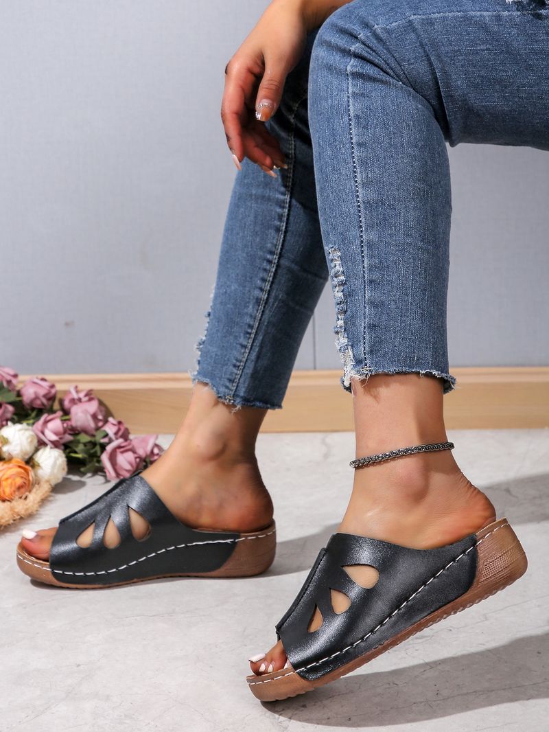 Zeppe casual slip-on da donna con zeppa cucita_voghion.com