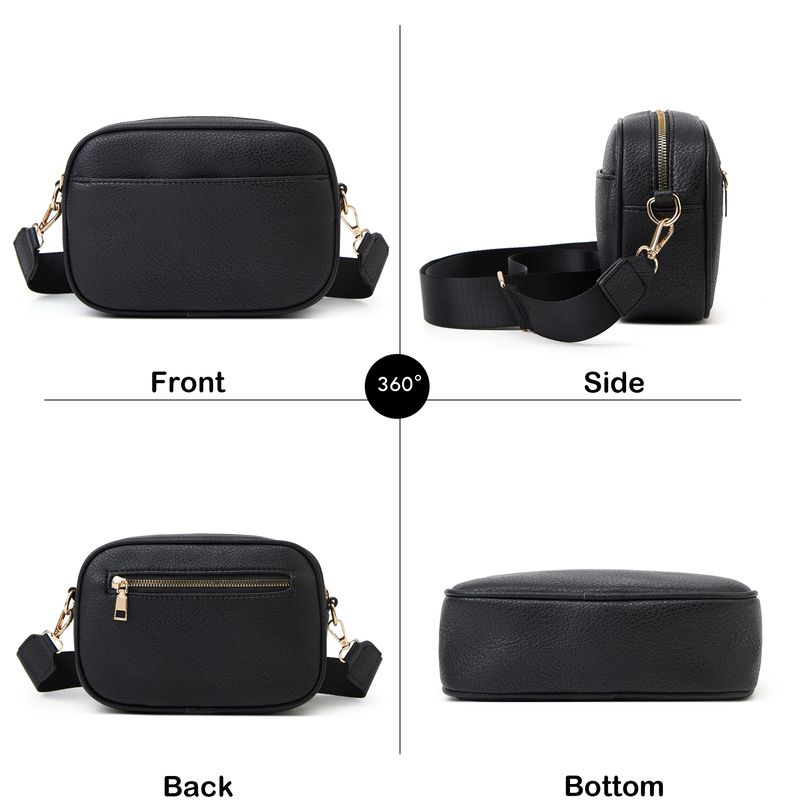 Herald Kleine Umhängetasche mit dreifachem Reißverschluss für Damen, quadratische seitliche Schultertasche mit Schnappschusskamera und breitem Riemen_voghion.com