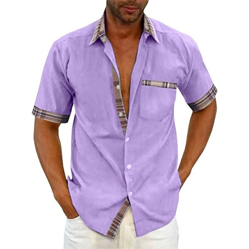 Camicia casual a quadri da uomo, a maniche corte, di qualità imbattibile, per l'estate 2025._voghion.com