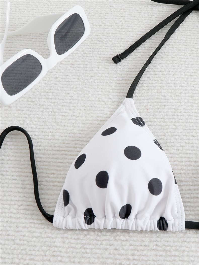 Ženska oblačila Novi retro bikini z vezalkami in ovratnikom, razcepljenim trikotnikom_voghion.com