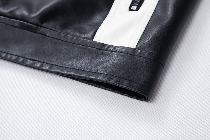 Chaqueta de cuero para hombre, nueva, 2025, con cuello alto, diseño a juego y bordado de locomotora de carreras_voghion.com