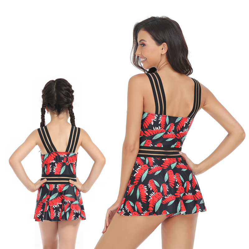 Maillot de bain familial Maillot de bain une pièce pour femme Jupe une pièce avec maillot de bain élégant_voghion.com