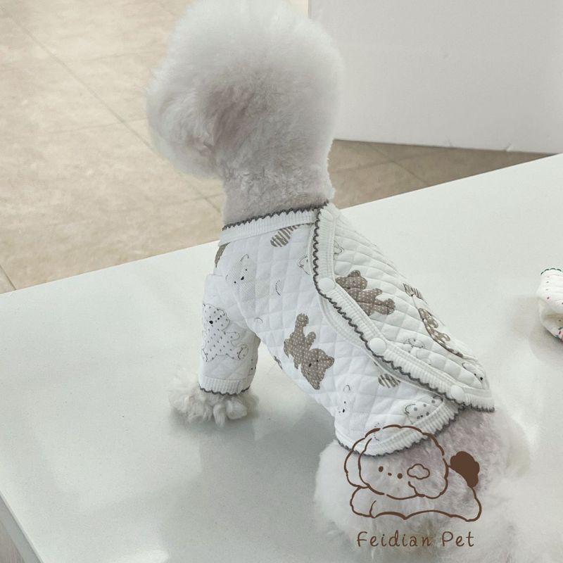 Nuovo gilet a maniche lunghe stampato imbottito in cotone autunno inverno per animali domestici Bichon Frise e Maltese, comodo strato di base per la casa_voghion.com
