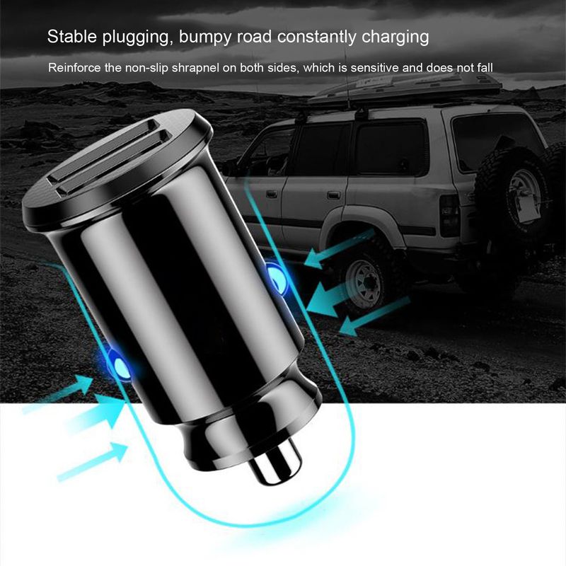Kunjiuyou Car Charger Mini Quick Charge 3.1A Dual USB Auto Charger Adapter For Mobile Phone-Black_voghion.com