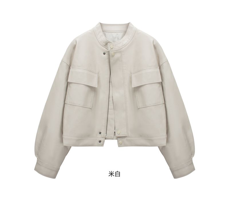Veste courte en cuir pour femme, style coréen printemps-automne, veste ample décontractée tendance en PU, manteau de moto_voghion.com
