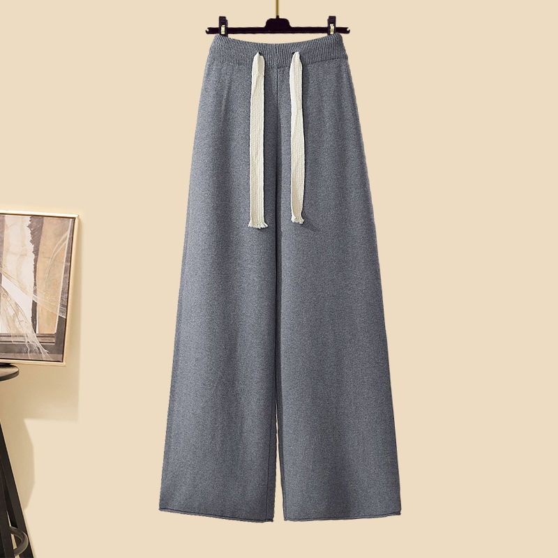 Roupas femininas Outono Novo Estilo Salt Outfits, Blusas de Suéter Elegantes Com Calças Largas Casuais Slim, Terno de Três Peças_voghion.com