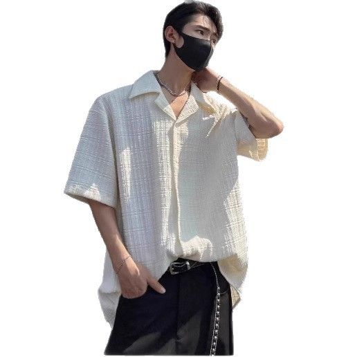 Camicia estiva a maniche corte in seta ghiacciata per uomo, sottile e versatile, elegante e di alta qualità_voghion.com