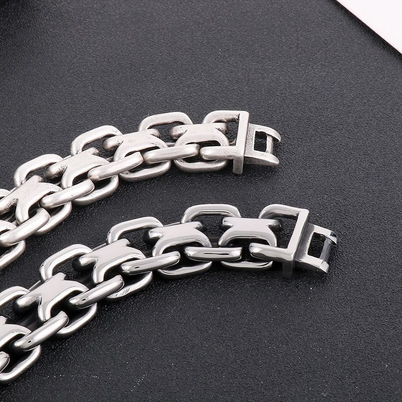 Men's Stainless Steel Bracelet With Vintage Chain Design - Punk Style Titanium Steel Cuff For Bold And Edgy Look - Sizes 10mm-20mm_voghion.com