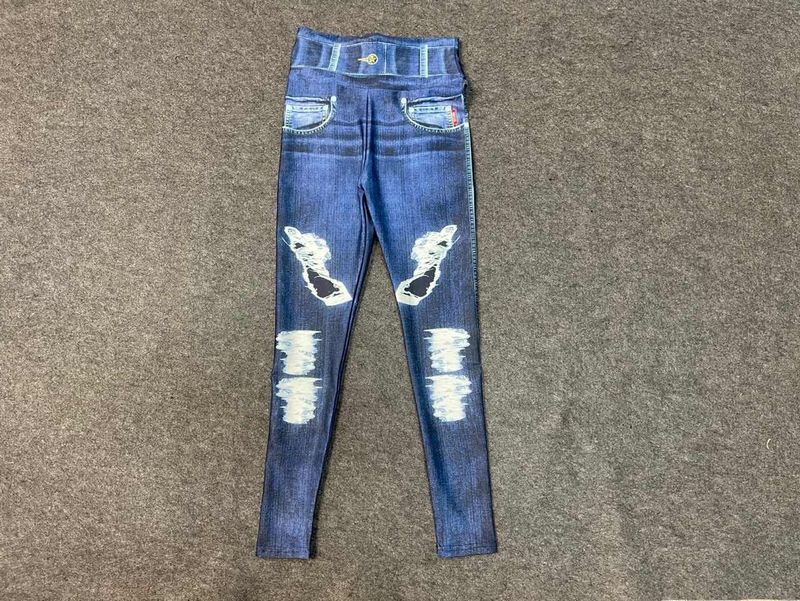Women's Clothing digital printed denim blue tight-fitting high-elastic quick-drying yoga pants sports running tight fitness pants for women_voghion.com