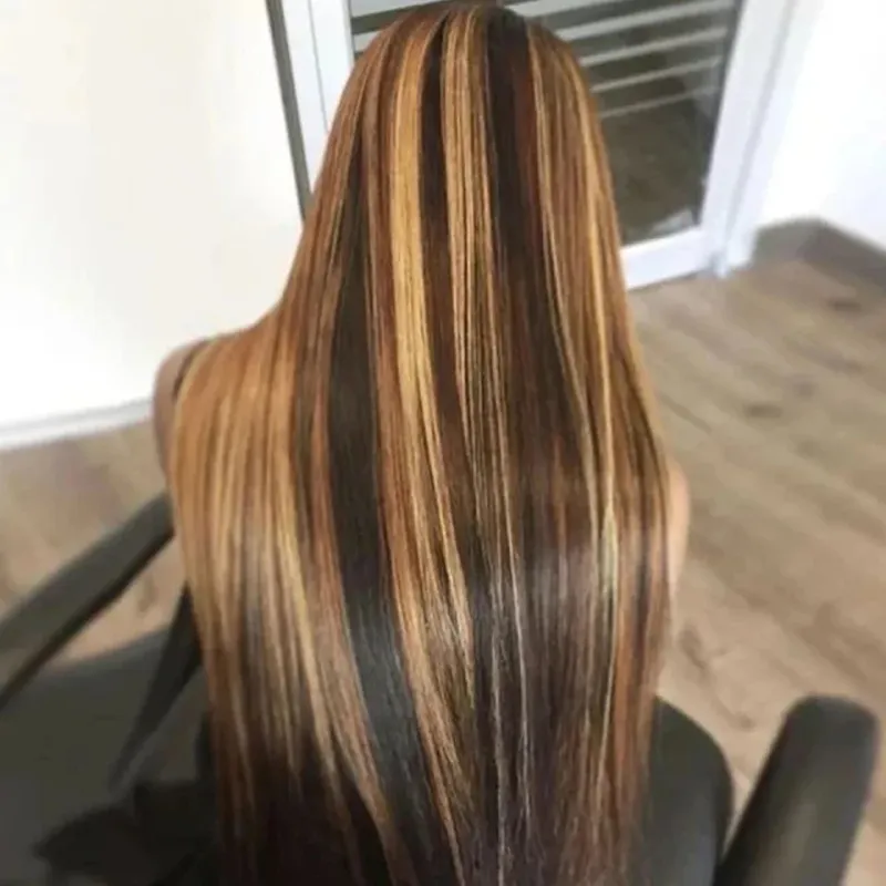 Ombre Bundles Bone Straight Closure Brown Human Hair_voghion.com