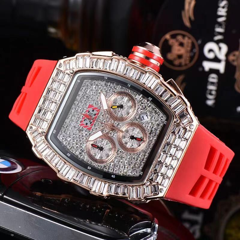 2023 Square Diamond Full Sky Star Biznesowy męski wielofunkcyjny kalendarz Six Pin Running Second Quartz Watch_voghion.com