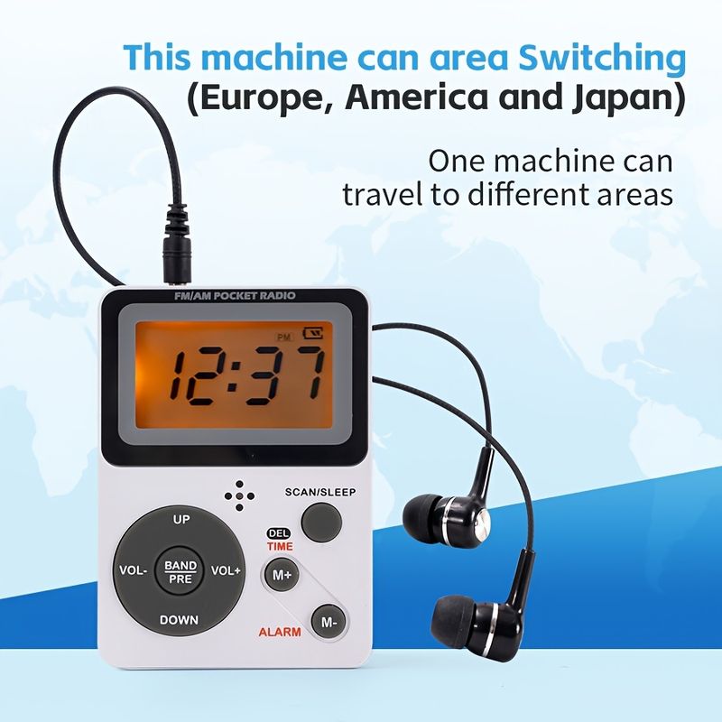 Multifunctional Pocket AM/FM Portable With Stereo Earphone, Battery Operated Radio By 2 AAA Batteries Not Included_voghion.com