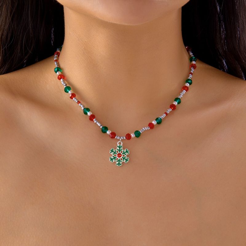 Nuova collana con ciondolo a forma di bastone di Babbo Natale creativo e versatile con perline natalizie_voghion.com