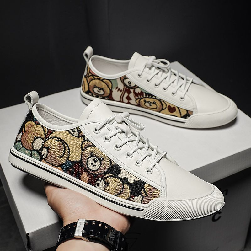 Nova tendência versátil baixo top board estudante sola macia couro genuíno preto sapatos casuais_voghion.com