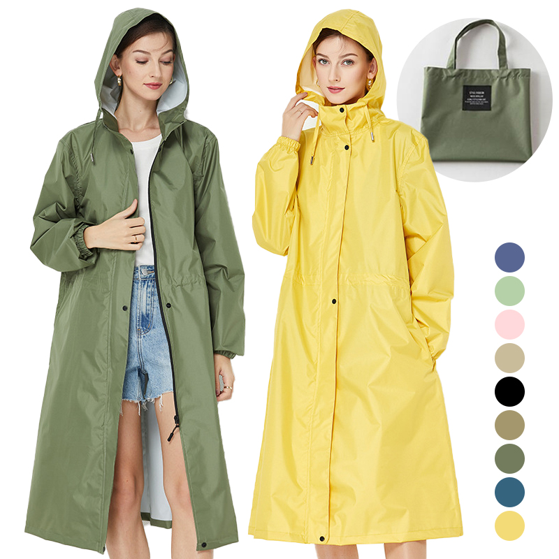 Dammen Waasserdicht Laang Reenmantel Damen Reenmantel Kapuzen Trenchjacket Windbreaker Liicht Outdoor Wanderreenkleeder_voghion.com