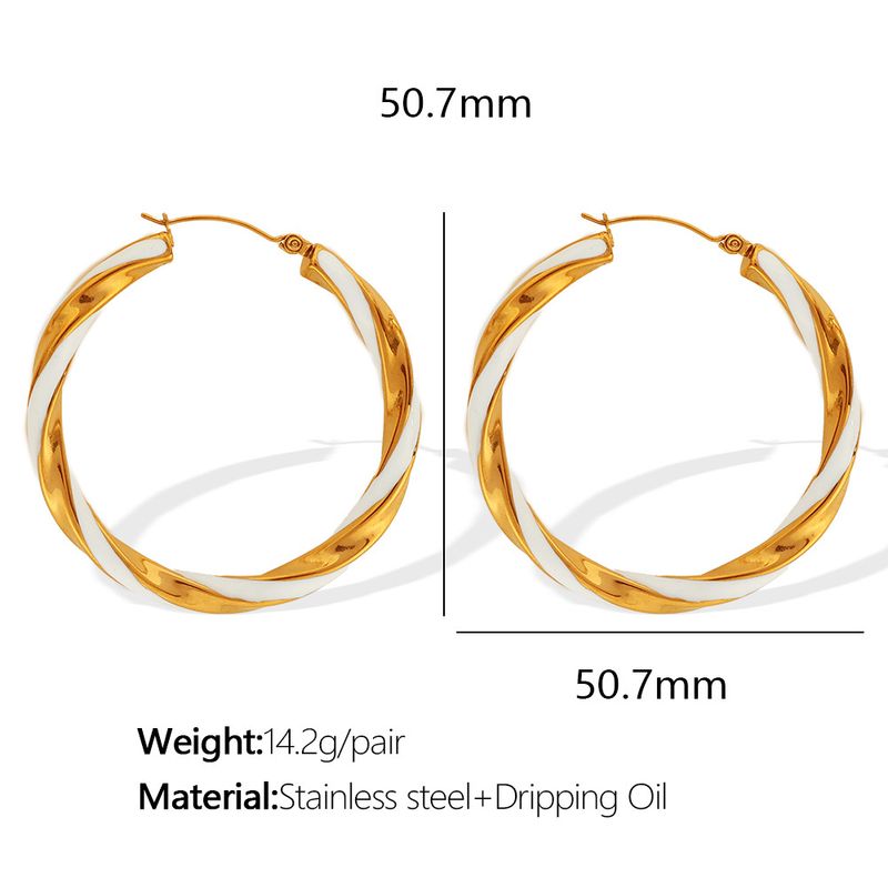 Elegantes Armband mit goldenen Tropfen und mehrfarbigem Öl-Öl-Design, einzigartige Ohrringe mit übertrieben gedrehtem, großem Kreis_voghion.com