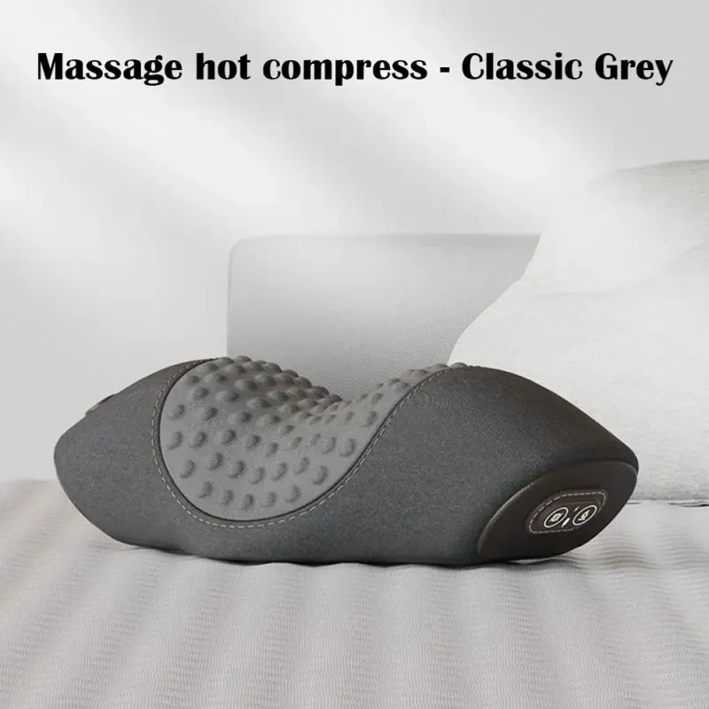 NY Elektrisk massasjepute Varme Vibrasjon Nakkemassasje Rygg Cervical Traction Avslappende Søvn Memory Foam Ryggraden_voghion.com