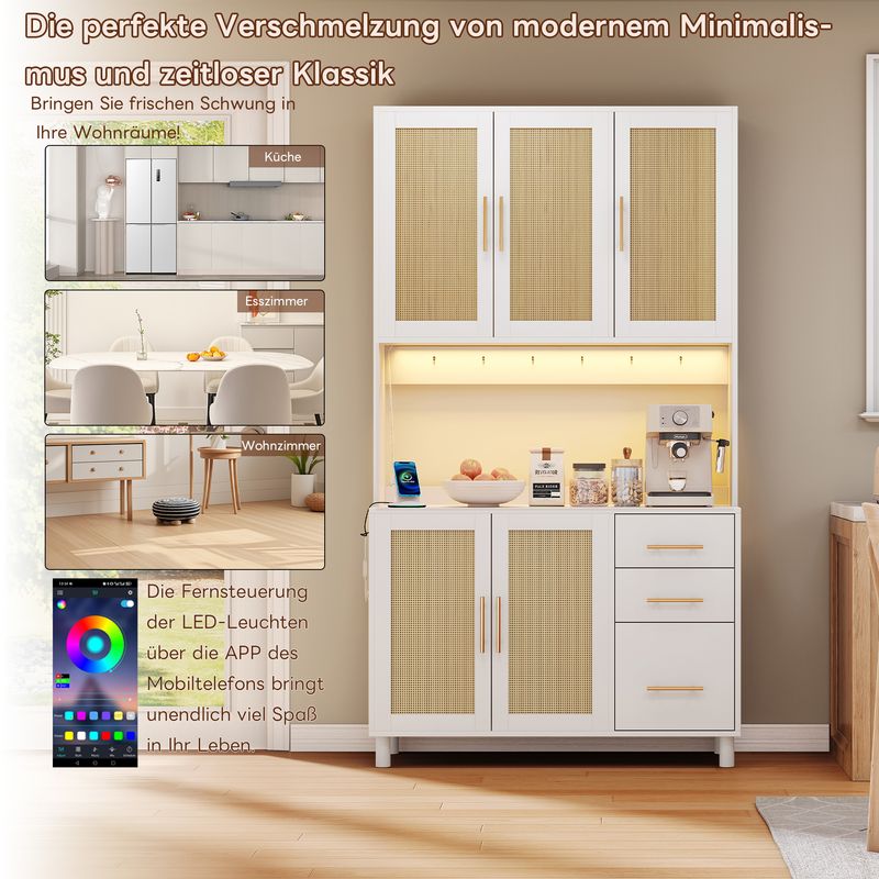 Cucina 183cm con app illuminate a LED, USB, steckdosen, 3 Schubladen_voghion.com