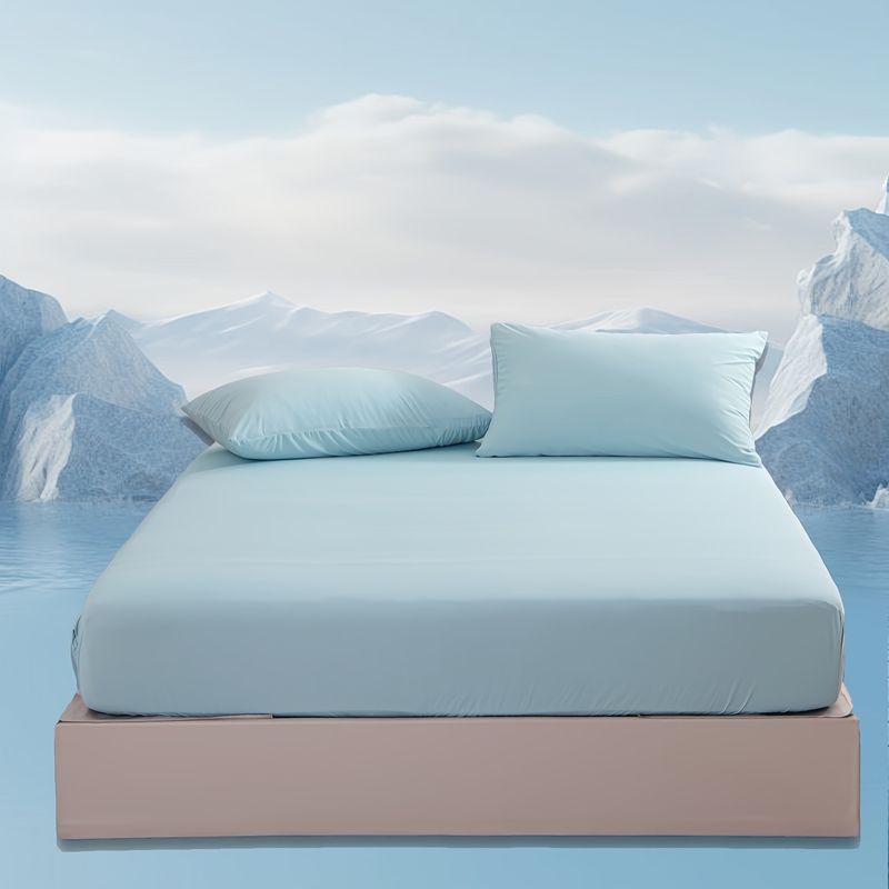 Summer New High Weight Solid Color Cool Silky Mattress Cover Pillowcase Set_voghion.com