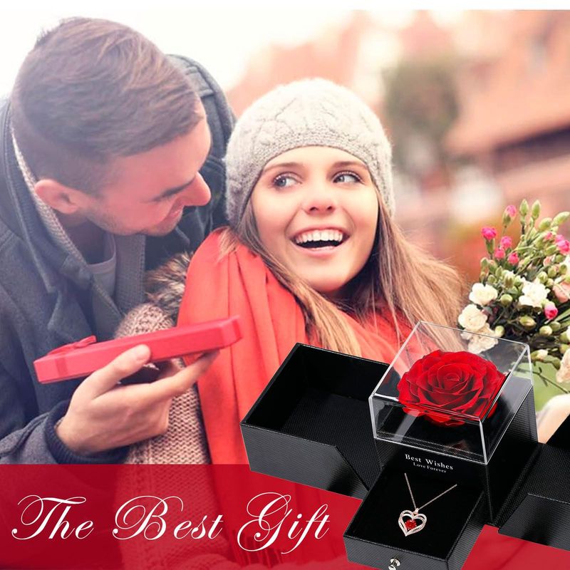 Sieradenset voor dames Mode dubbellaags liefdesrozegouden hanger vrouwelijk gekleurde zirkoon hartvormige ketting Valentijnsdag Moederdag cadeau_voghion.com