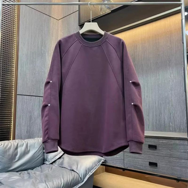 Herrenbekleidung Designed Plissee Plus Veet Verdicktes Sweatshirt Herren Herbst und Winter Lose Rundhals T-Shirt Leggings_voghion.com