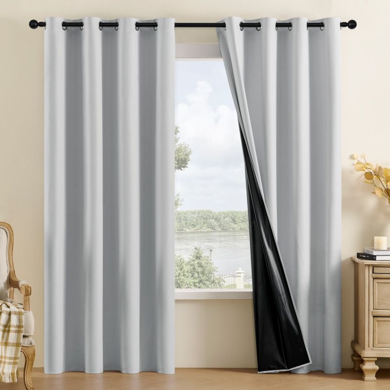full blackout heat insulation curtains for bedroom with black lining room darkening noise reduction curtains_voghion.com