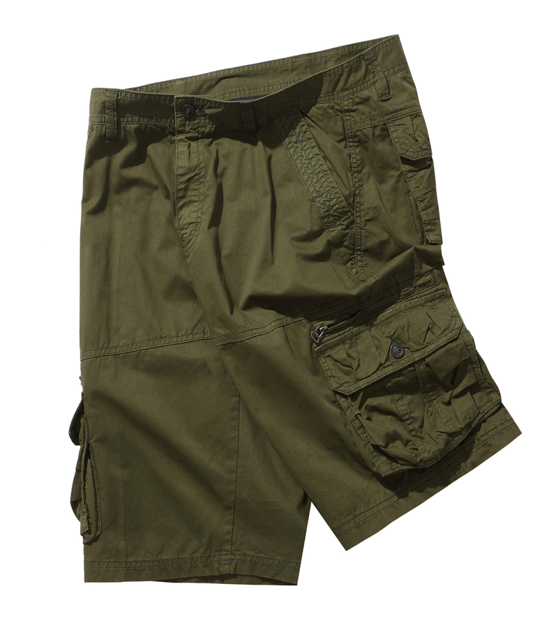 Pantalones cortos cargo de algodón con bolsillo con solapa para hombre para primavera y verano_voghion.com