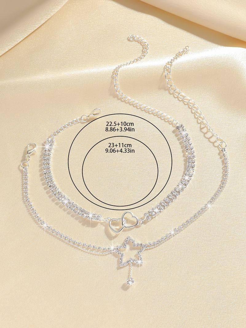 Mode-Accessoires Temperament Liebe fünfzackigen Stern Kette Retro kreative Fußkettchen Strand Fußkettchen 2 Stück Set_voghion.com