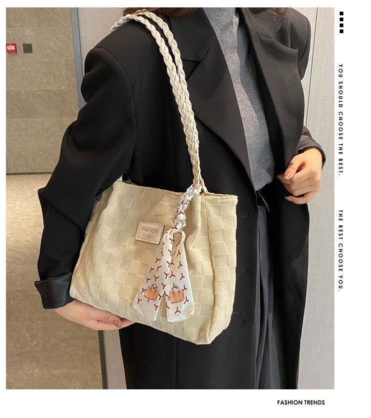 Bag, large capacity women's bags, autumn and winter popular versatile square tote bag, casual scarf, shoulder bag_voghion.com