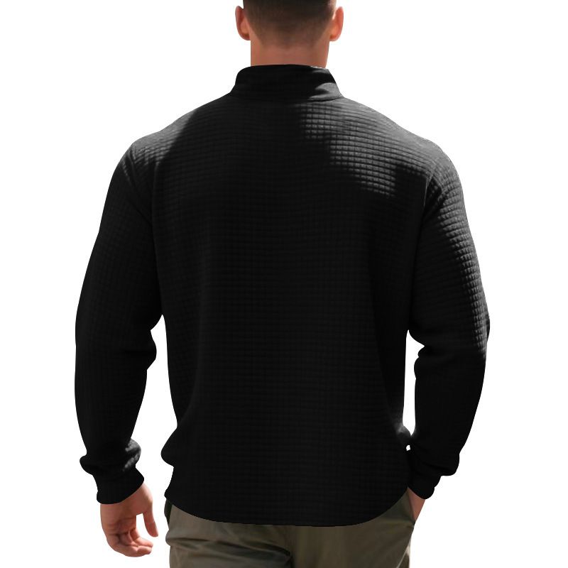 Felpa con cappuccio e mezza zip da uomo, modello primavera e autunno, a quadri piccoli, 2024_voghion.com
