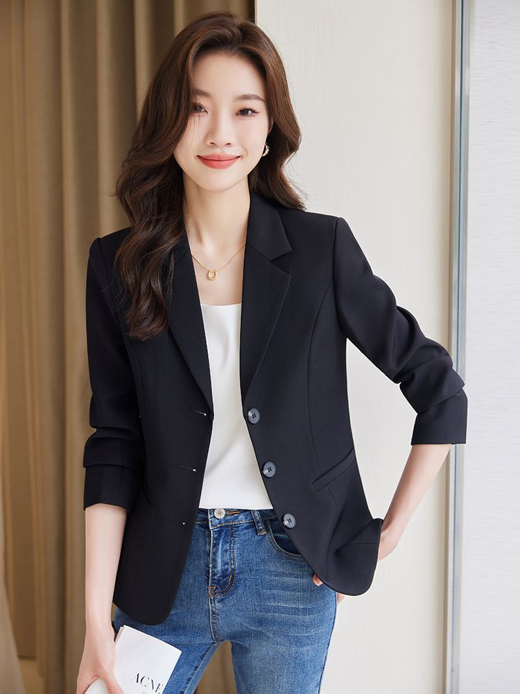 Blazer da donna di alta qualità, slim fit, con cintura in vita, modello piccolo, marrone, per la primavera e l'autunno 2025_voghion.com