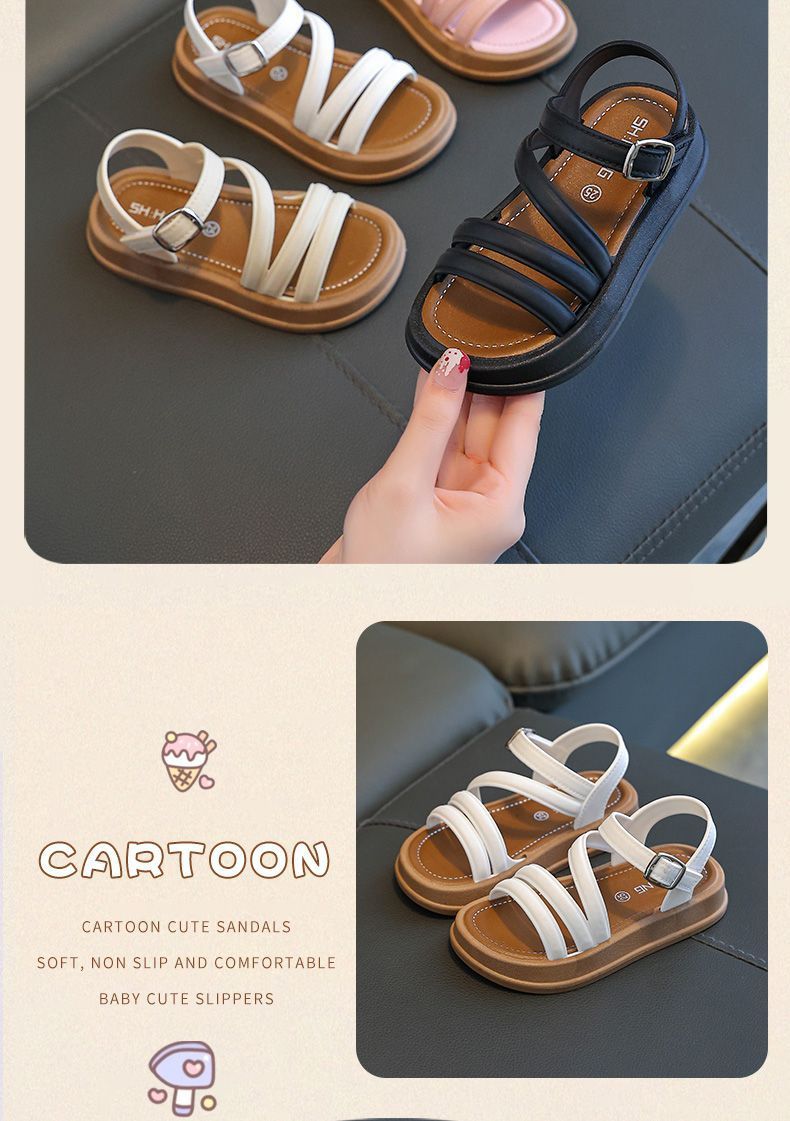 Sandali per bambine con punta aperta, temperamento estivo, nuova moda, scarpe da principessa, studenti, carini, versatili, sandali stranieri_voghion.com