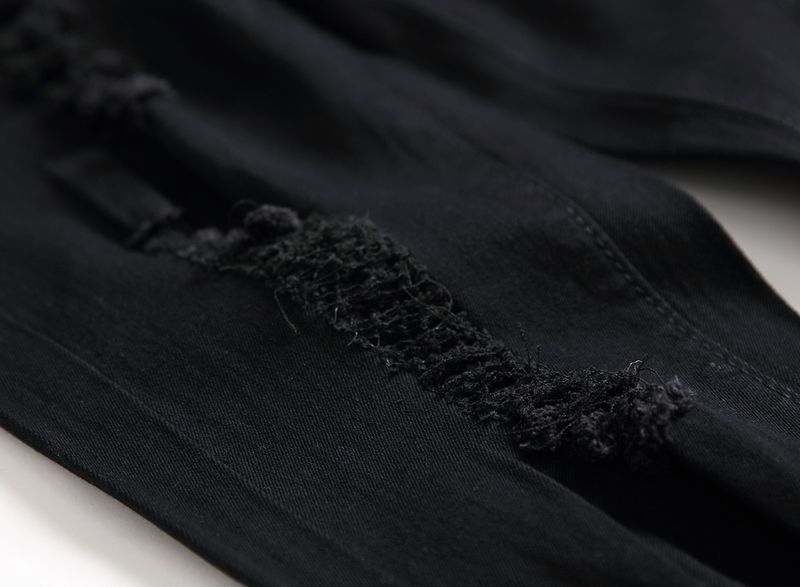 Jeans décontractés pour hommes, coupe slim, déchirés et personnalisés, pour le commerce transfrontalier, élégants et polyvalents_voghion.com