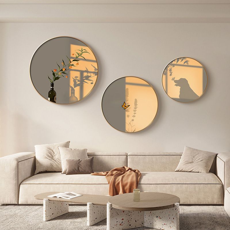 Light, shadow, green plants, Nordic sofa background wall decoration painting, wooden style healing series circular_voghion.com