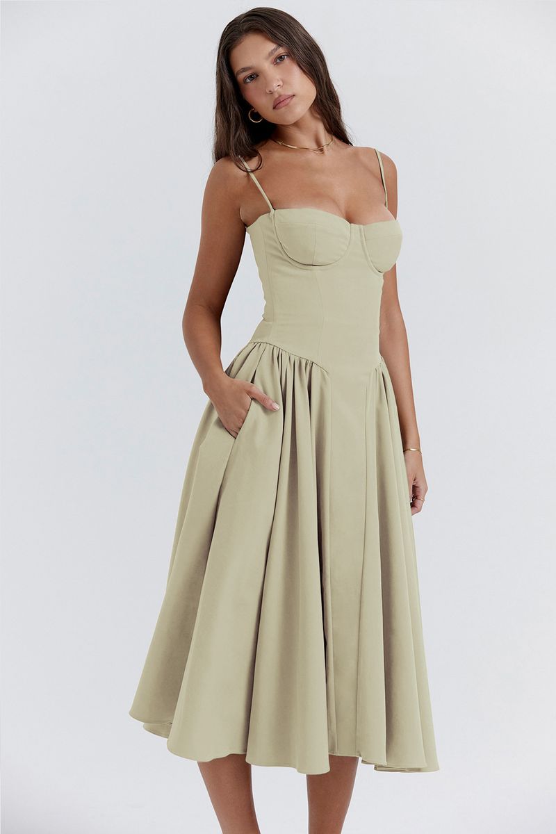 Gonna Nuova Gonna Lunga Francese Retro Stile Palazzo Dopamina Indossare Abito Con Bretelle Per Le Donne_voghion.com