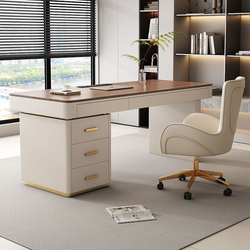 Nogueira Madeira Maciça Leve Luxo Moderno Minimalista Sensação de Alta Qualidade Casa Estudo Sala de Estar Computador Estação de Trabalho Mesa de Escritório_voghion.com