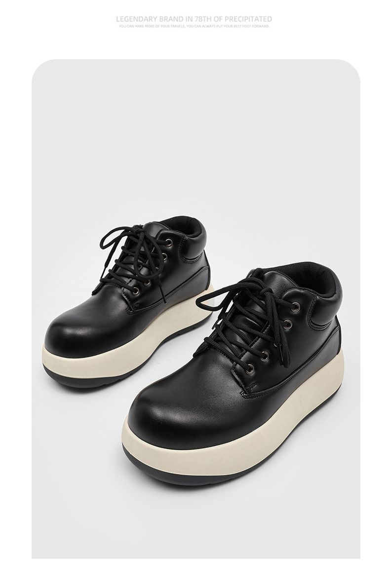 Men's Chunky Derby Boots Retro Motorcycle Style High Top Martin Boots In Yellow/Black/Brown - Fashionable & Comfortable_voghion.com