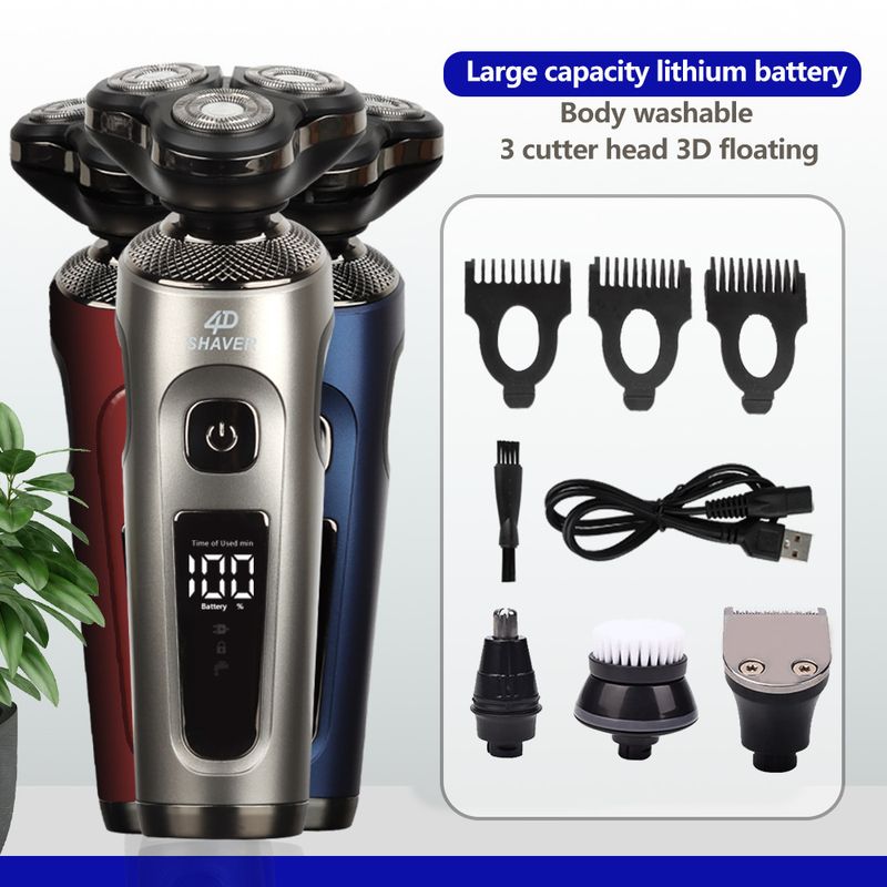 Rasoio elettrico digitale galleggiante multifunzionale a tre lame di ricambio per tutto il corpo, lavaggio ad acqua, rasatura e rifinitura_voghion.com