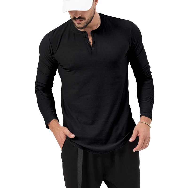 Unbeatable Quality Spring And Autumn New Clothing T-shirt Henry Long Sleeved Men's Bottom Shirt Men's_voghion.com