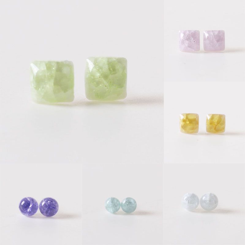 Piccoli ornamenti in ceramica, design dolce, fresco, stile antico, orecchini a perno con motivo a crepe di ghiaccio, con effetto screpolato, per donna_voghion.com