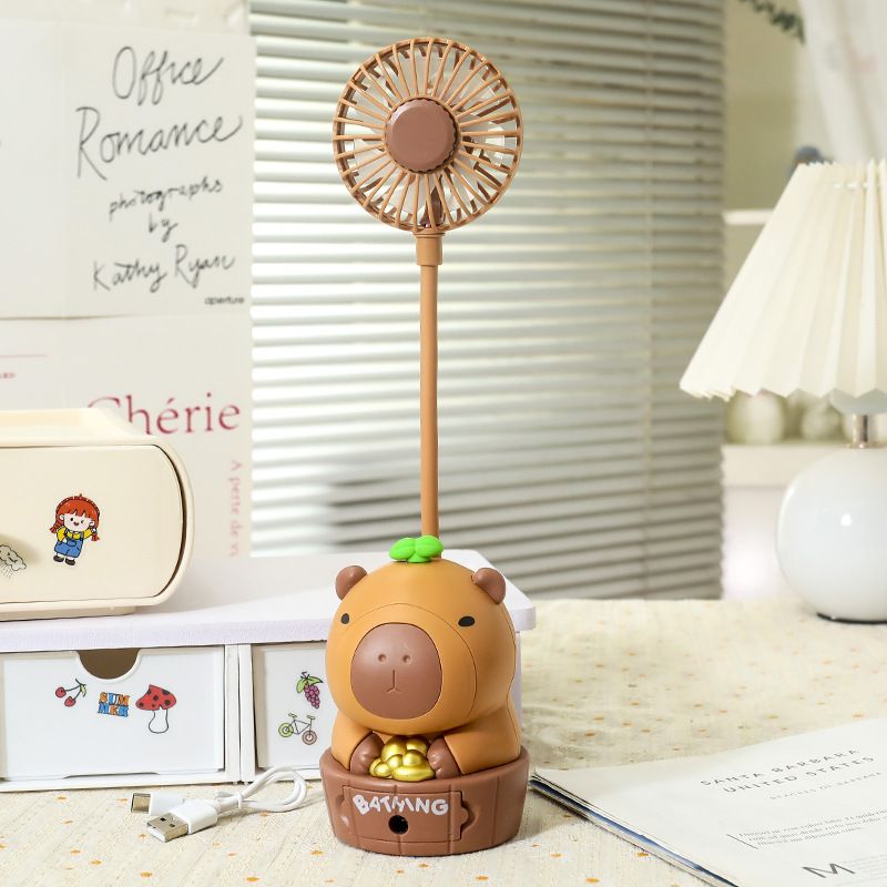 Internet-Berühmtheit Capybara wiederaufladbarer Bleistiftspitzer faltbar so süß Cartoon USB Desktop kleiner Ventilator Kinder_voghion.com
