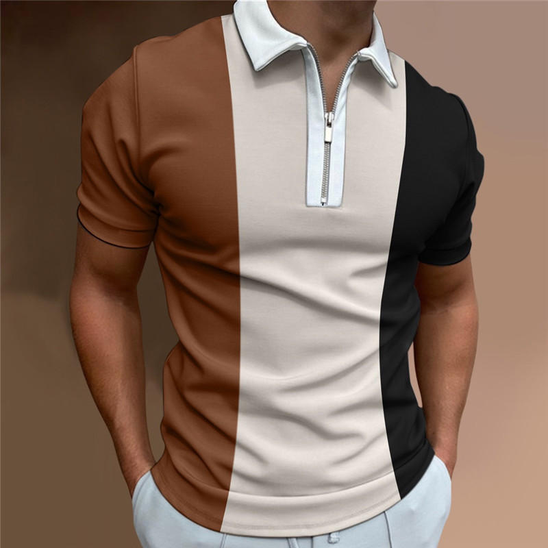 2023 ny pikétröja för män lätt affärsmässigt avslappnad kortärmad pikétröja för män mode T-shirt med slagslag_voghion.com