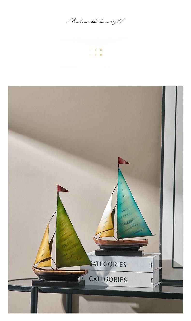 Minimalist Design Resin Smooth Sailing Sailboat Ornament Rack Living Room Decoration Wine Cabinet Decor_voghion.com