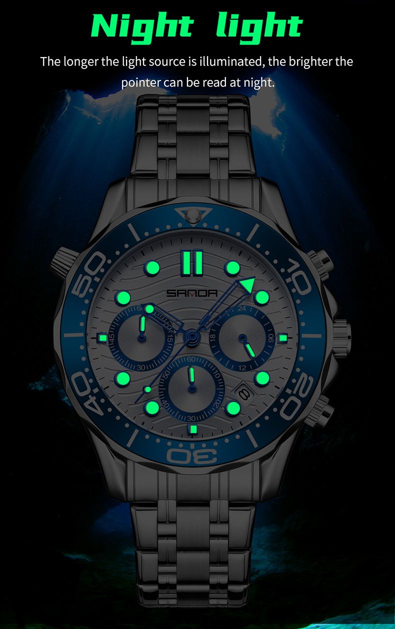 Men's Stainless Steel Quartz Watch With Date Display, Luminous Hands, And 30M Water Resistance - Fashionable Round Dial Wristwatch Waterproof_voghion.com